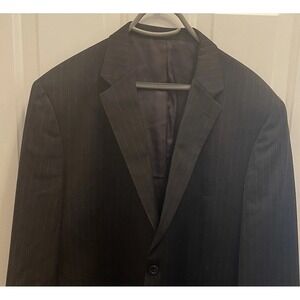 JNY Jones New York Black Pinstripe 48S 2-Button Jacket Coat Blazer 100% Wool